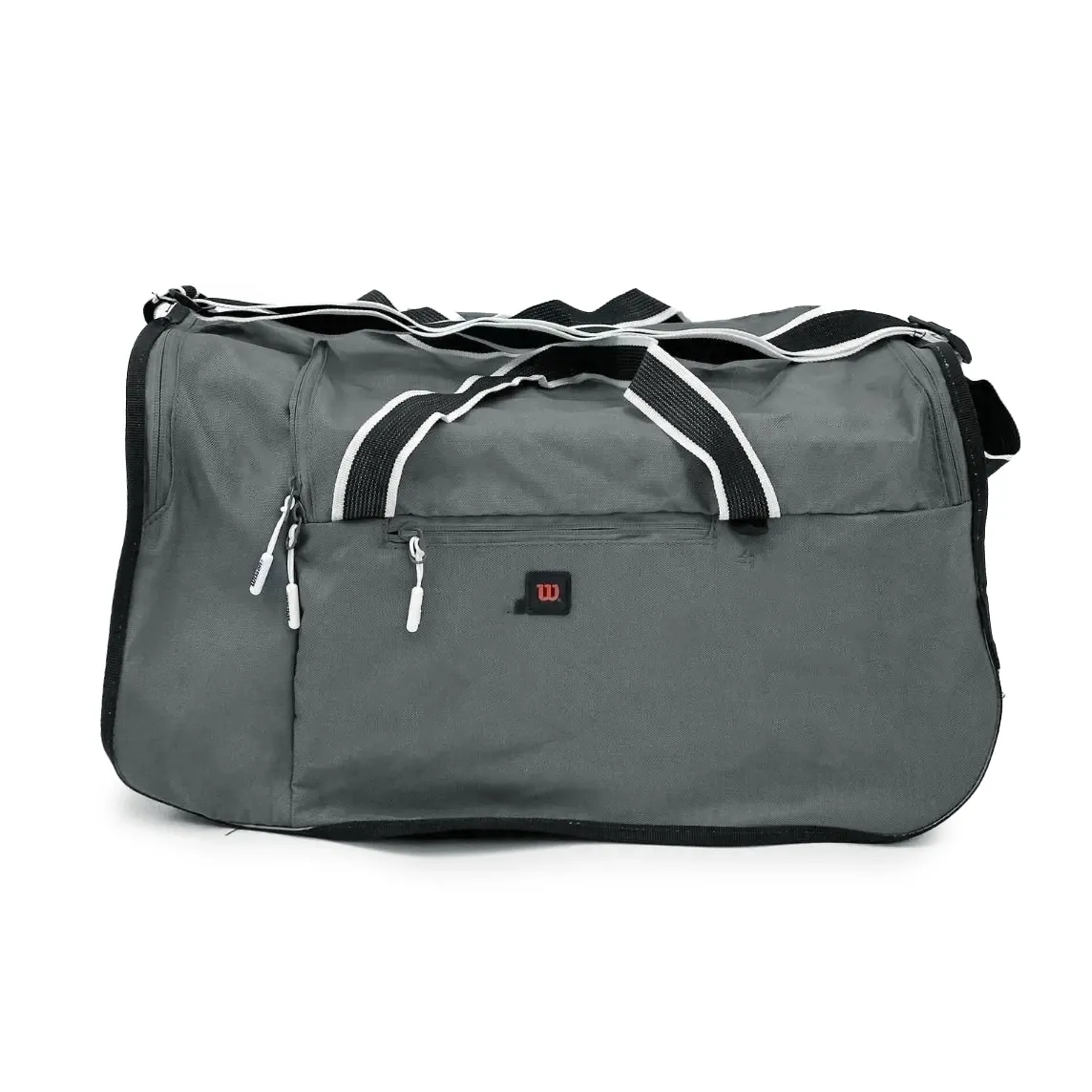 Bolsa esportiva Wilson Travel Feminina cinza com bolso frontal e alças duplas confortáveis